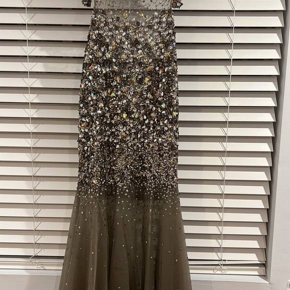 Jovani Silver and Gray Embellished Maxi Dress - Picture 3 of 6